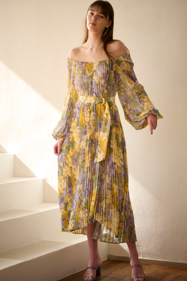 Diana Pleaded Long Dress <br>  -PUR.pt-