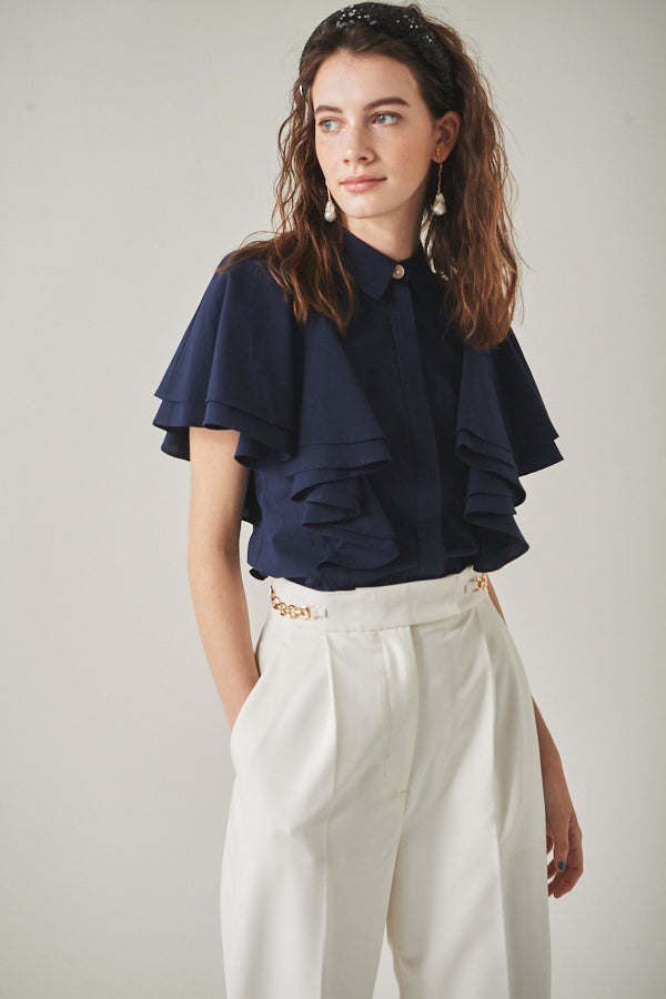 Pia Ruffled Blouse <br> -NVY-