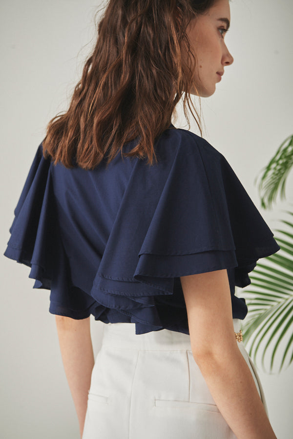 Pia Ruffled Blouse <br> -NVY-