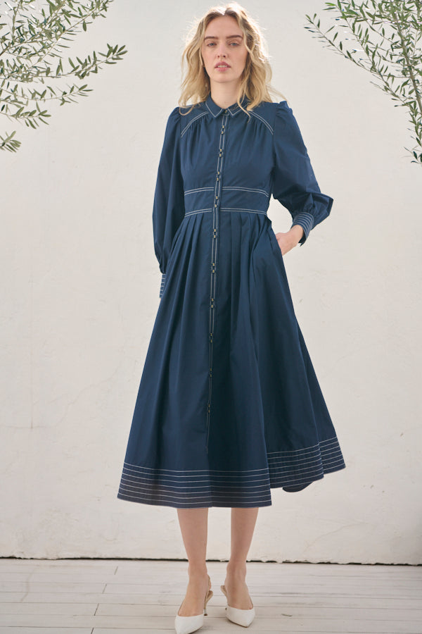 Olivier Shirt Dress <br> -NVY-