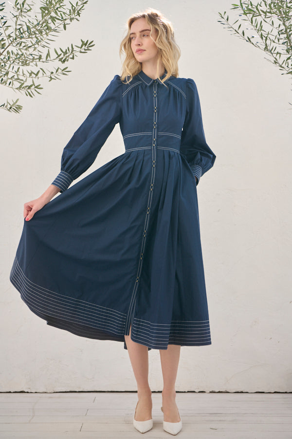 Olivier Shirt Dress <br> -NVY-