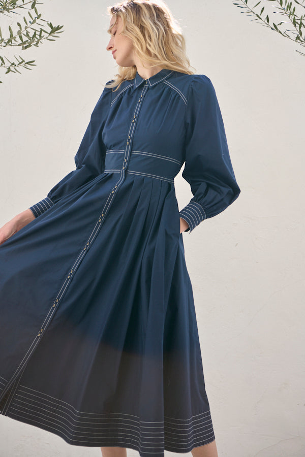 Olivier Shirt Dress <br> -NVY-