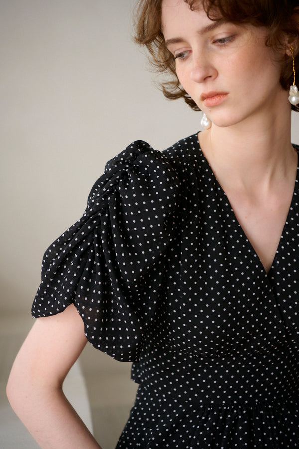 Harper Polka-dot Dress<br> -BLK dot-