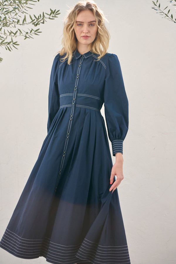 Olivier Shirt Dress <br> -NVY-