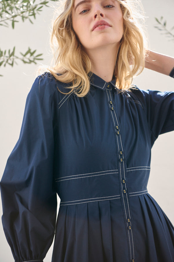 Olivier Shirt Dress <br> -NVY-