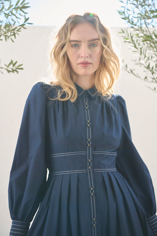 Olivier Shirt Dress <br> -NVY-