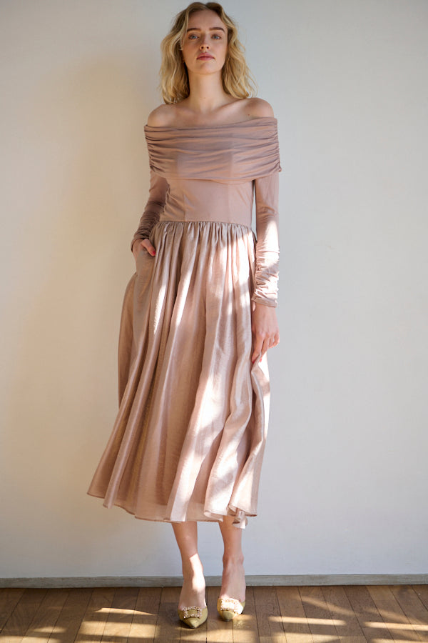 Della Belted Long Dress <br> -P.BEG-