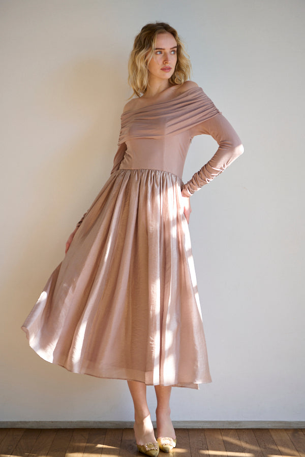 Della Belted Long Dress <br> -P.BEG-