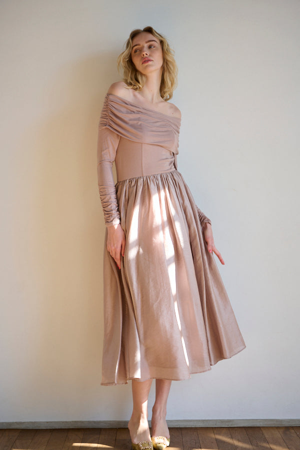 Della Belted Long Dress <br> -P.BEG-