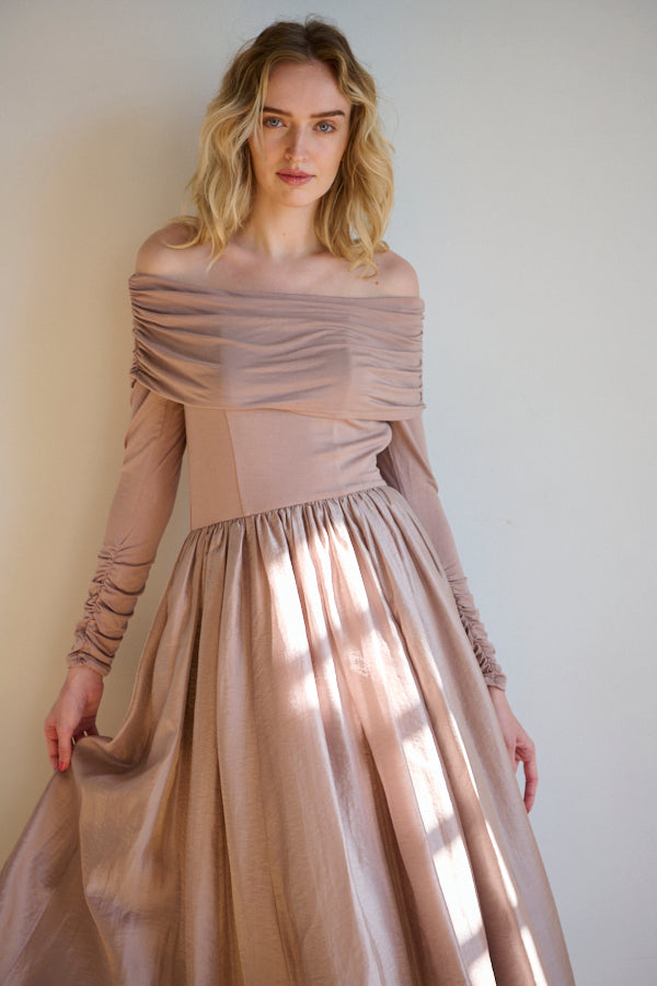 Della Belted Long Dress <br> -P.BEG-