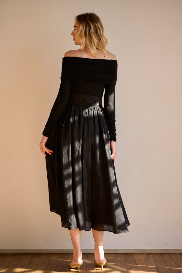 Della Belted Long Dress <br> -BLK-