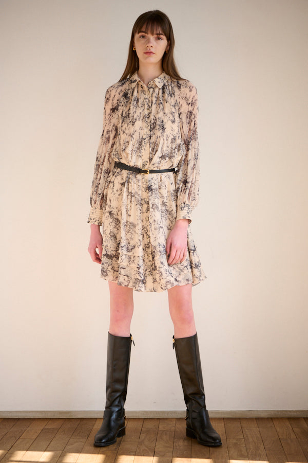 Merida Floral Belted Dress <br>  -IVO x blk pt-