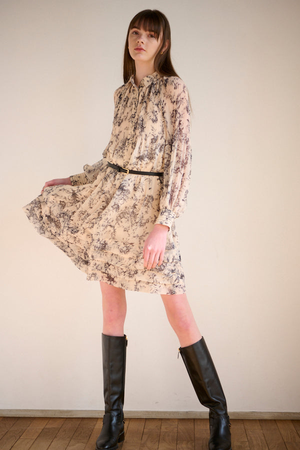 Merida Floral Belted Dress <br>  -IVO x blk pt-