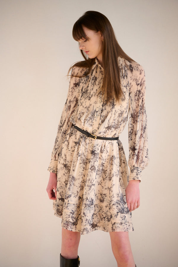 Merida Floral Belted Dress <br>  -IVO x blk pt-