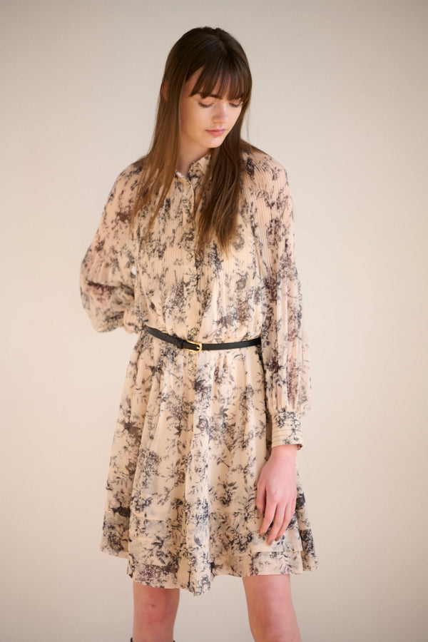 Merida Floral Belted Dress <br>  -IVO x blk pt-