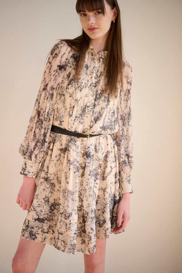 Merida Floral Belted Dress <br>  -IVO x blk pt-