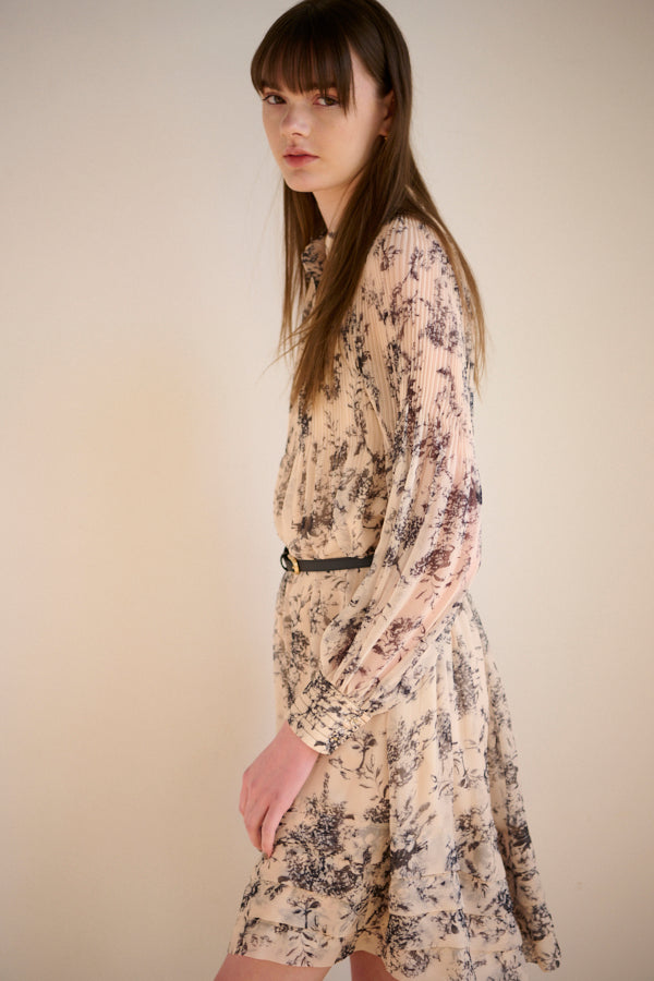 Merida Floral Belted Dress <br>  -IVO x blk pt-