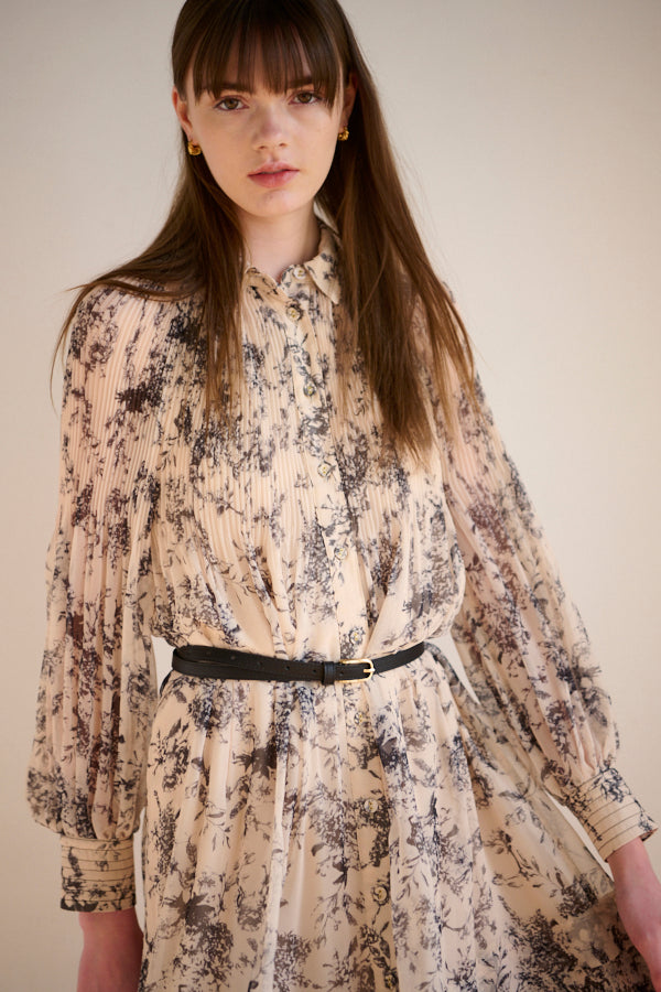 Merida Floral Belted Dress <br>  -IVO x blk pt-