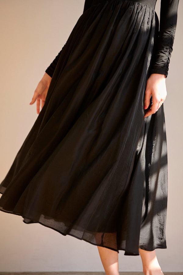 Della Belted Long Dress <br> -BLK-