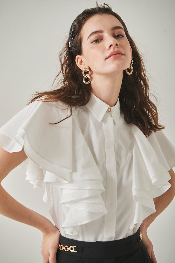 Pia Ruffled Blouse <br> -WHT-