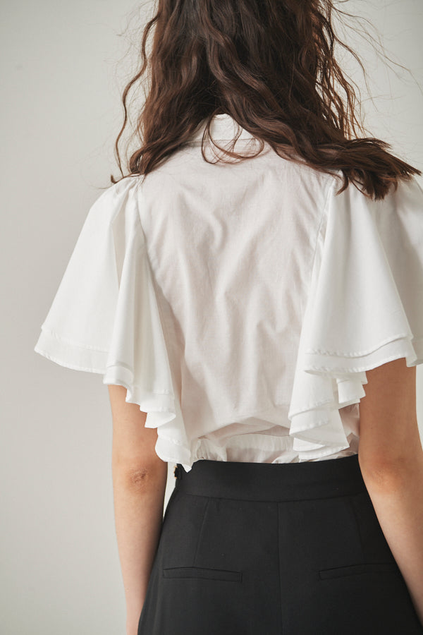 Pia Ruffled Blouse <br> -WHT-