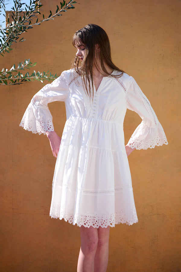 Ellee Lace Dress<br>  -WHT-