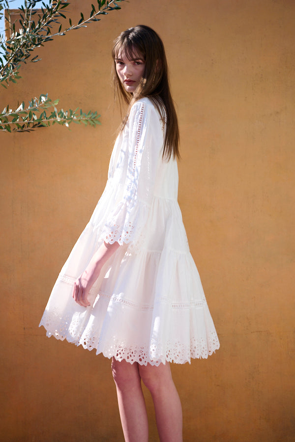 Ellee Lace Dress<br>  -WHT-