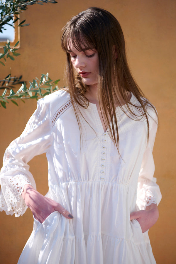 Ellee Lace Dress<br>  -WHT-