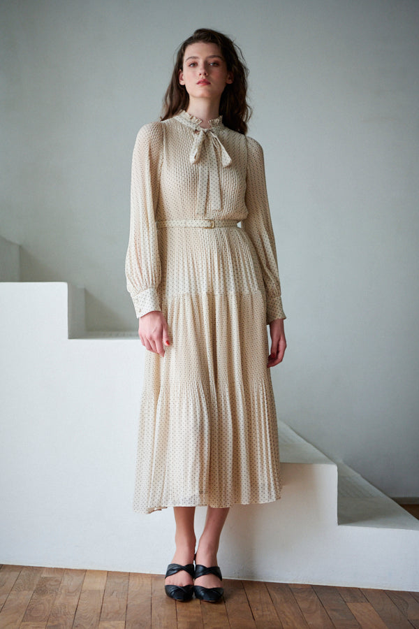 Jasper Pleated Long Sleeve Dress <br> -IVO-