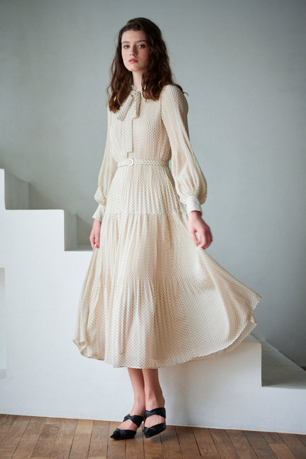 Jasper Pleated Long Sleeve Dress <br> -IVO-