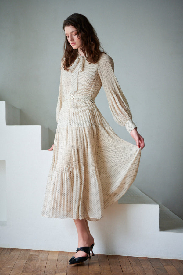 Jasper Pleated Long Sleeve Dress <br> -IVO-