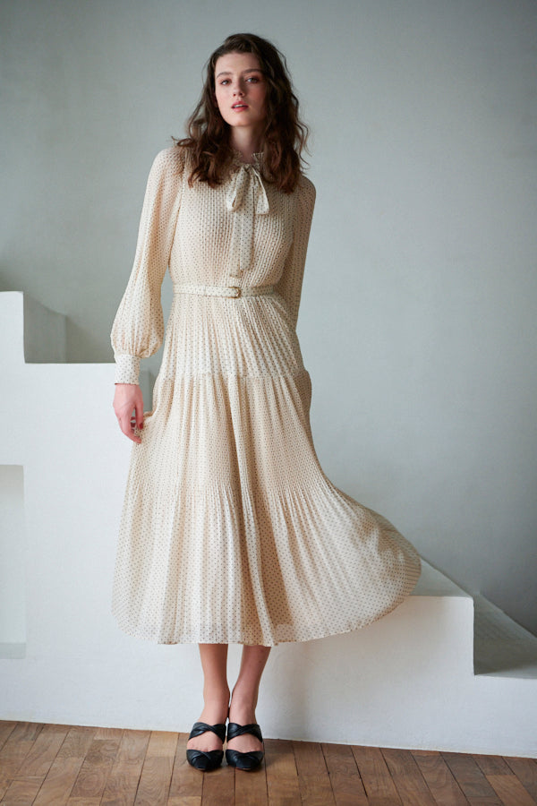 Jasper Pleated Long Sleeve Dress <br> -IVO-