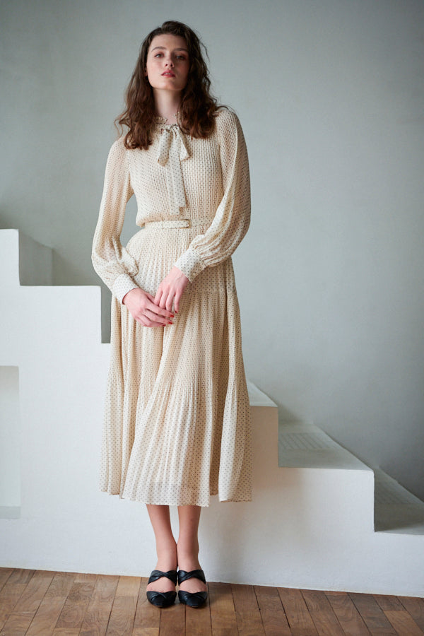 Jasper Pleated Long Sleeve Dress <br> -IVO-