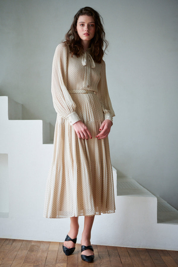 Jasper Pleated Long Sleeve Dress <br> -IVO-