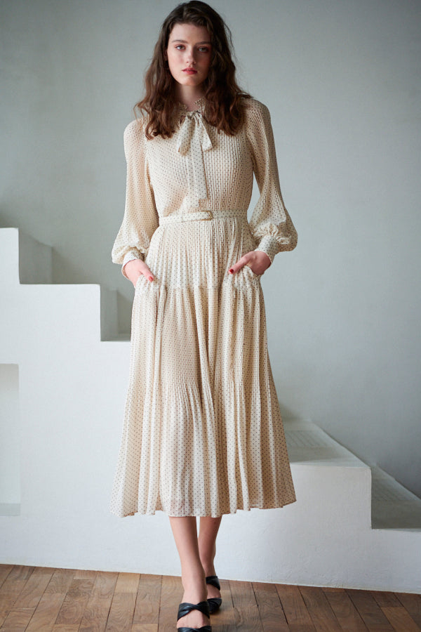 Jasper Pleated Long Sleeve Dress <br> -IVO-