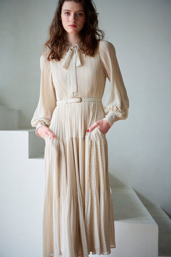 Jasper Pleated Long Sleeve Dress <br> -IVO-