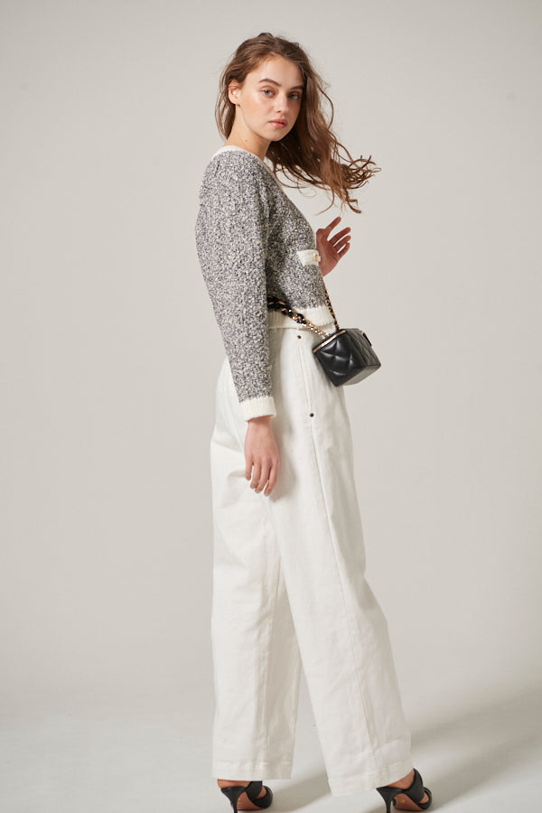 Hight Waisted Wide Pants  <br> -WHT-