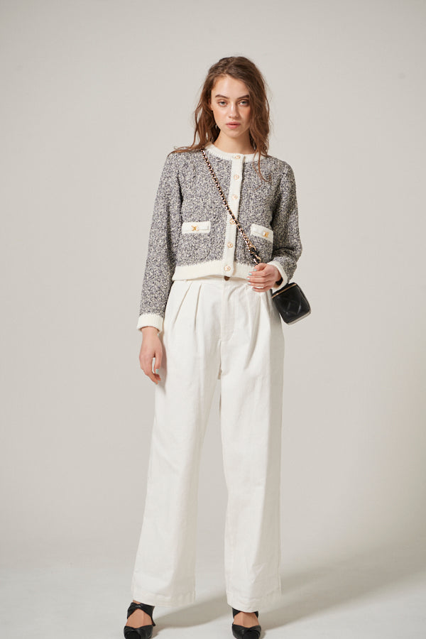 Hight Waisted Wide Pants  <br> -WHT-