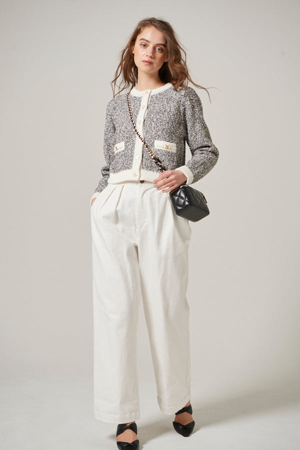 Hight Waisted Wide Pants  <br> -WHT-