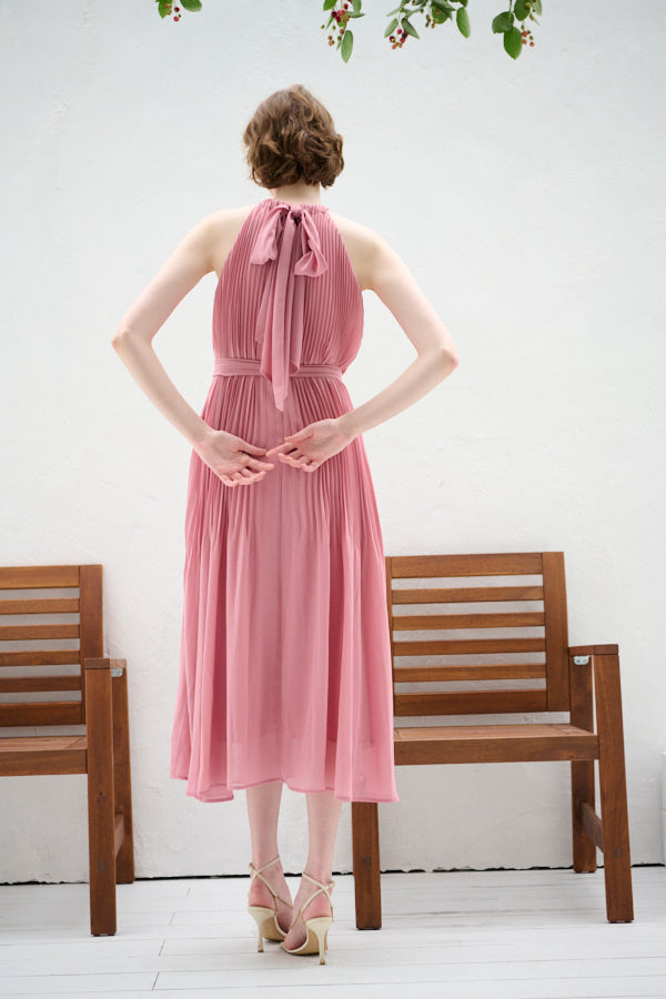 Agnes Pleated Long Dress <br>-PNK-