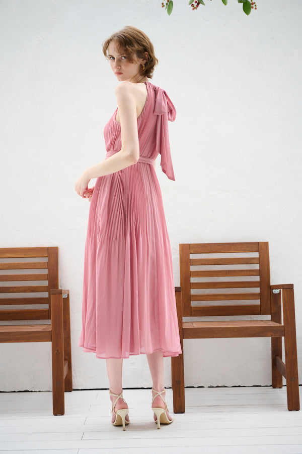 Agnes Pleated Long Dress <br>-PNK-