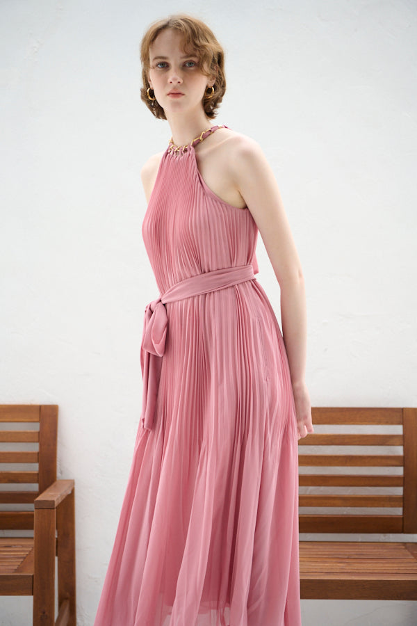 Agnes Pleated Long Dress <br>-PNK-