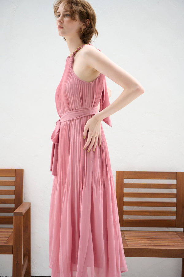 Agnes Pleated Long Dress <br>-PNK-