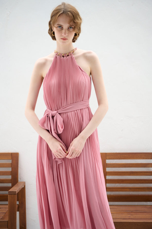 Agnes Pleated Long Dress <br>-PNK-