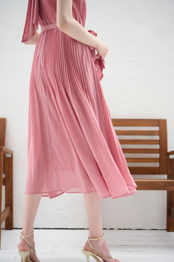 Agnes Pleated Long Dress <br>-PNK-