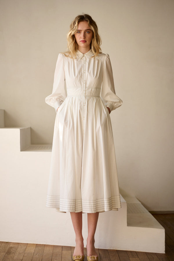 Olivier Shirt Dress  <br>-WHT-