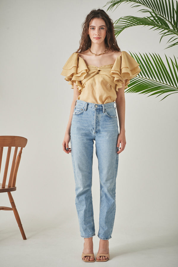 Ella Off-the-shoulder Top <br> -YEL-