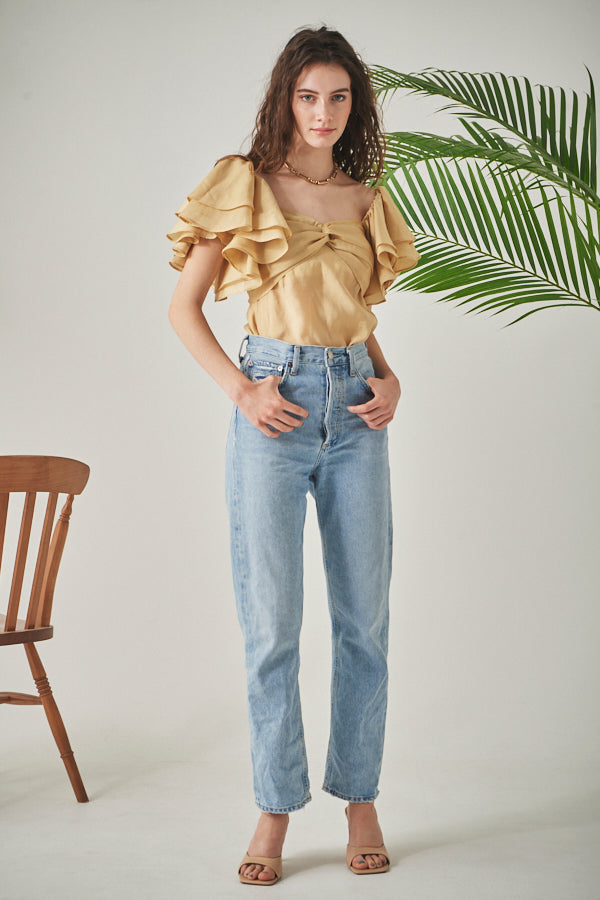 Ella Off-the-shoulder Top <br> -YEL-