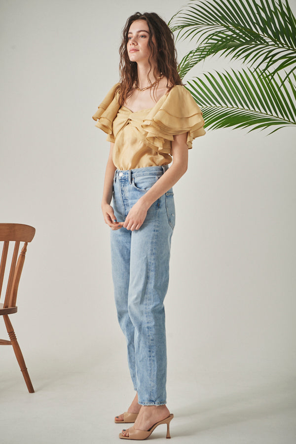 Ella Off-the-shoulder Top <br> -YEL-