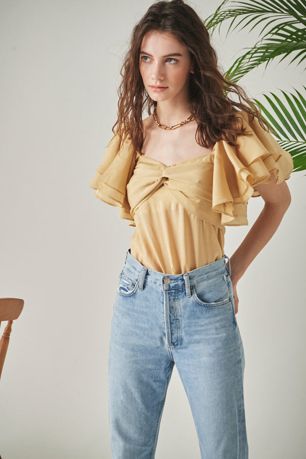 Ella Off-the-shoulder Top <br> -YEL-